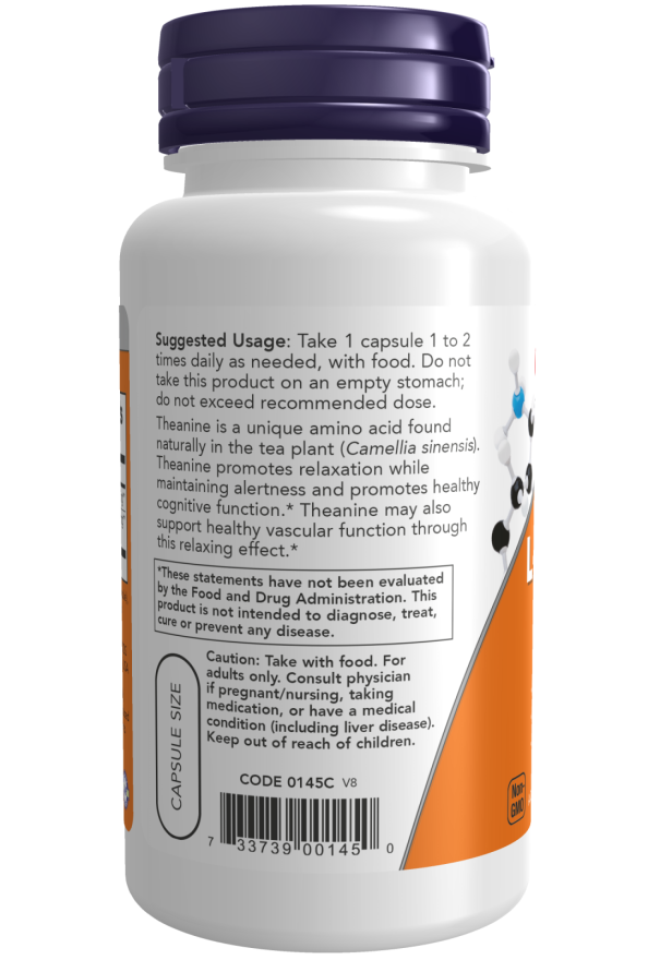 NOW L-Theanine 100 mg – (90 Veg Capsules) - Image 3