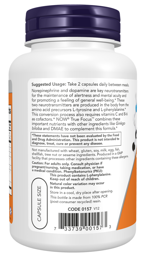 NOW Foods True Focus-(90 Veg Capsules) - Image 3