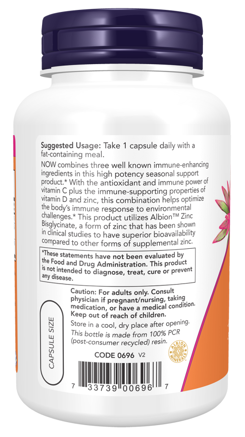 NOW Foods Vitamin C-1000, Zinc & D3 – (100 Veg Capsules) - Image 3