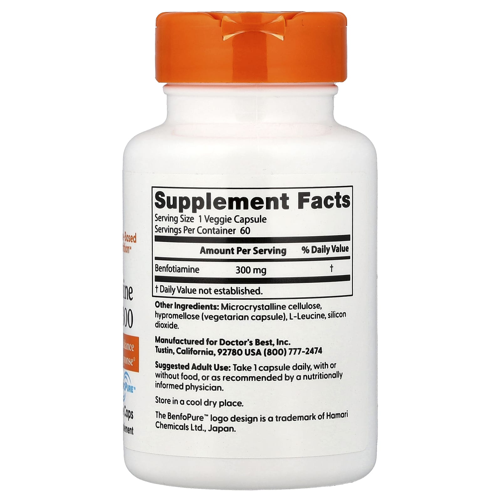 Doctor's Best Benfotiamine 300 mg-(60 Veggie Caps) - Image 2