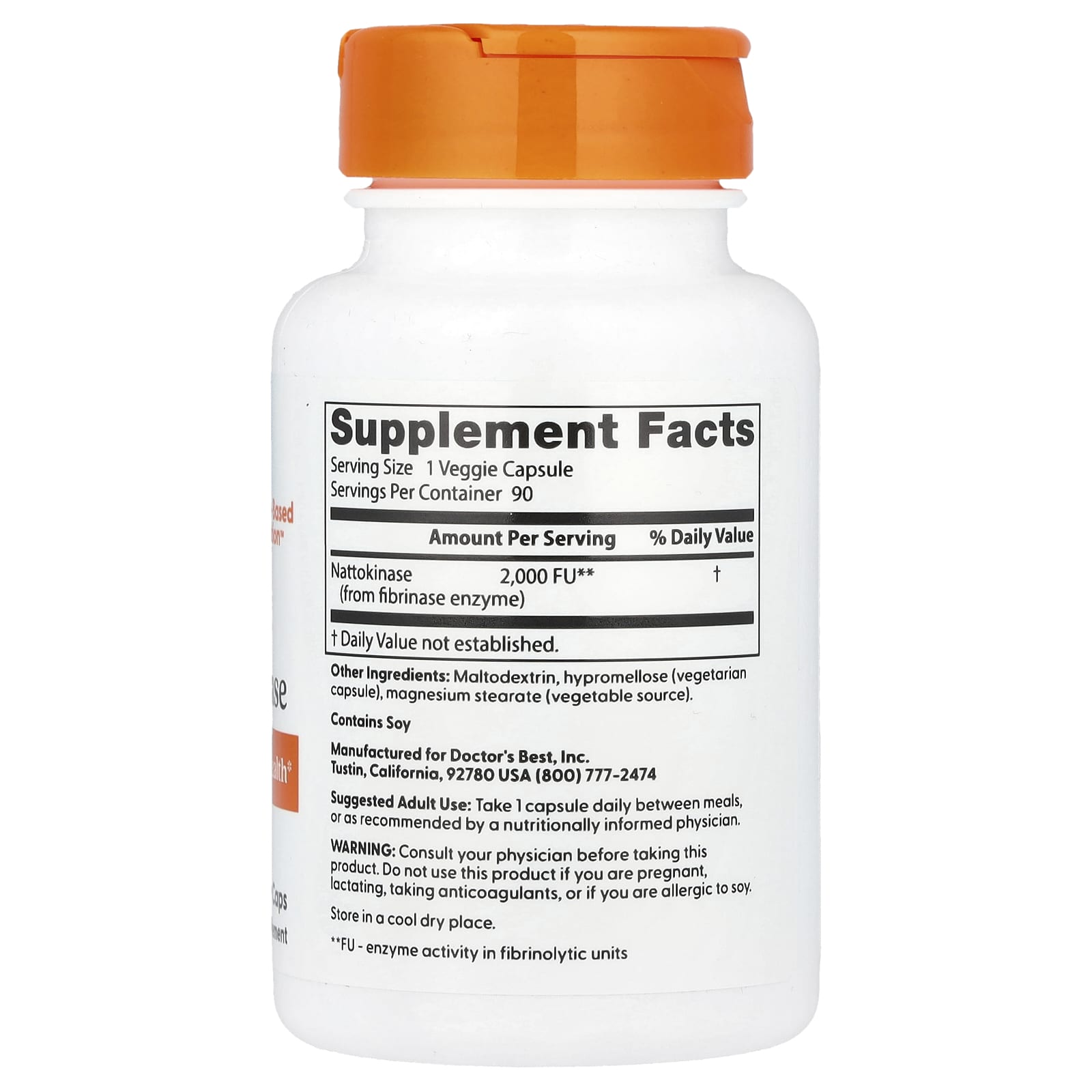 Doctor's Best Nattokinase 2,000 FUs – (90 Veggie Caps) - Image 2