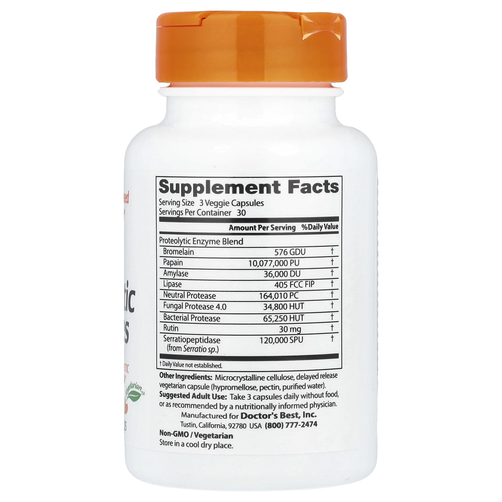Doctor's Best, Proteolytic Enzymes-(90 Veggie Caps) - Image 2