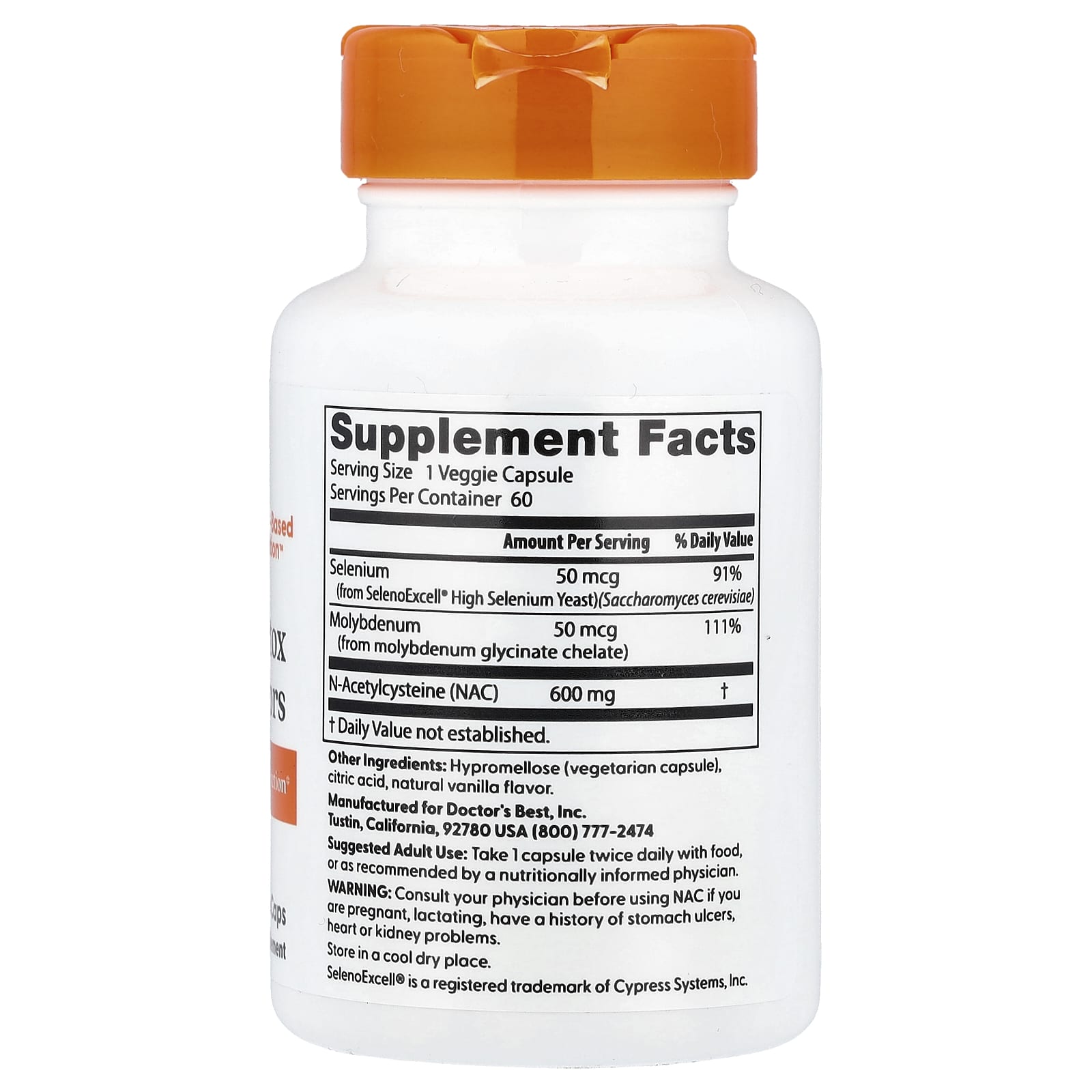 Doctor's Best NAC Detox Regulators –(60 Veggie Caps) - Image 2