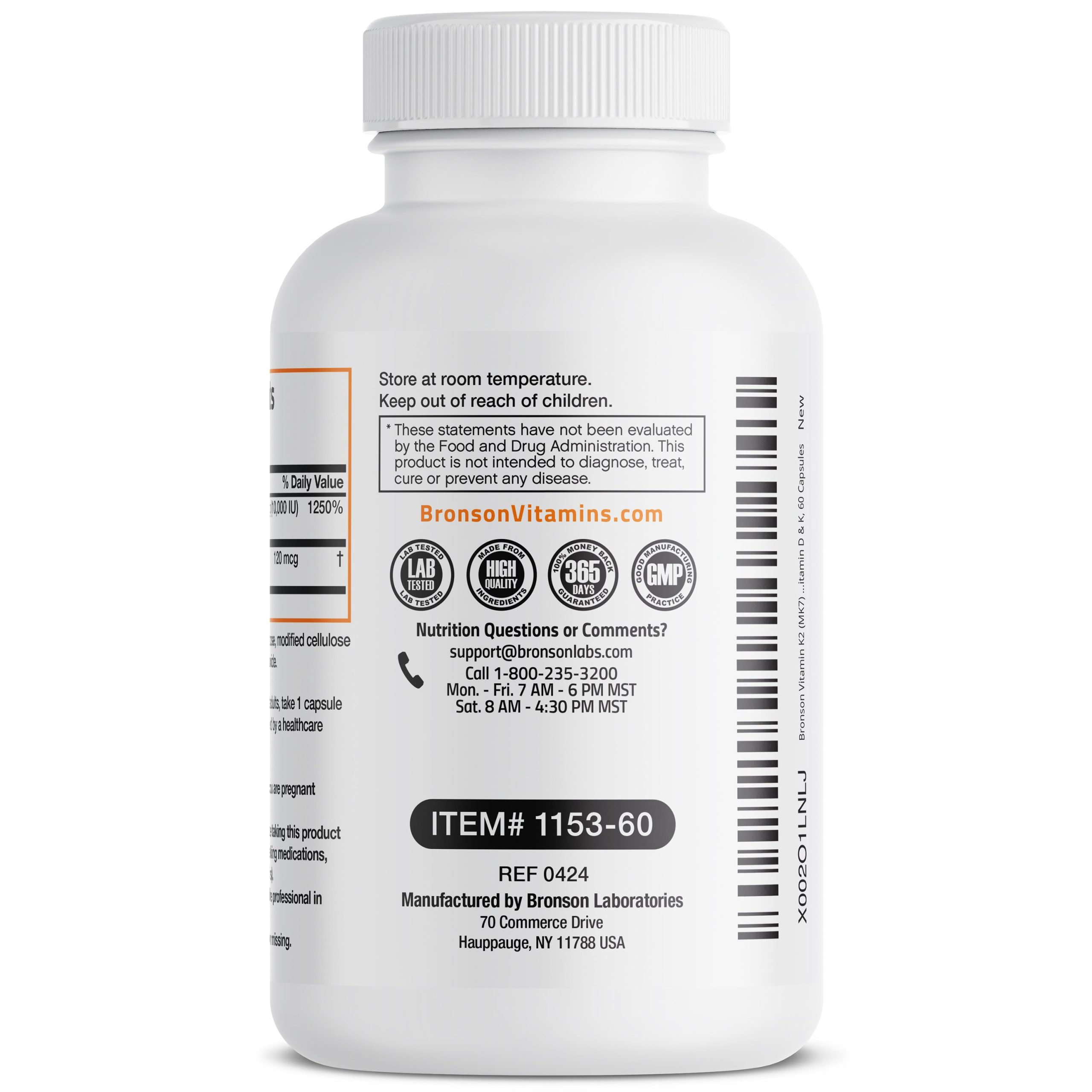 Bronson Vitamin K2 + D3 (10,000 IU – 250 mcg) Extra Strength – (60 capsules) - Image 3