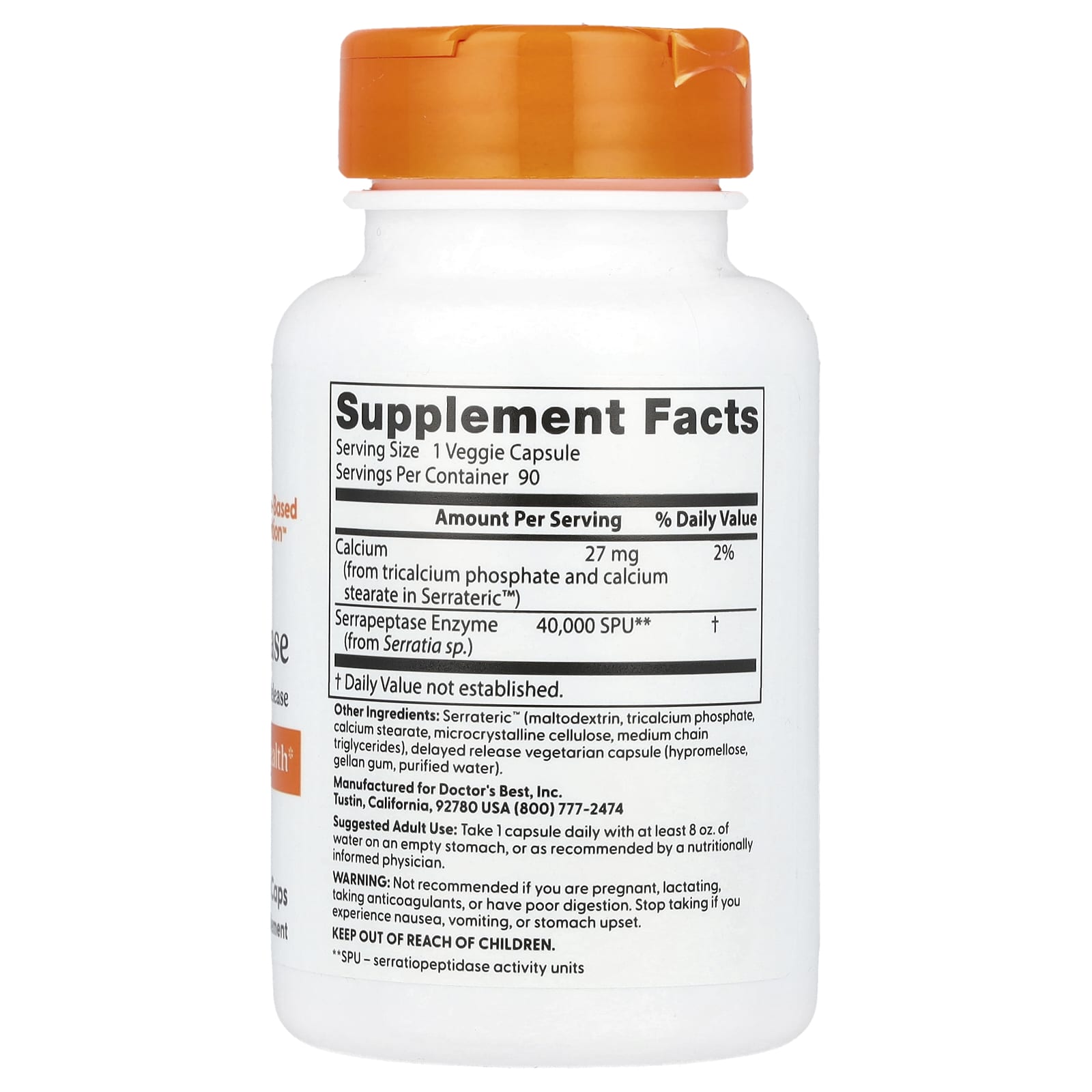 Doctor's Best, Serrapeptase-(90 Veggie Caps) - Image 2