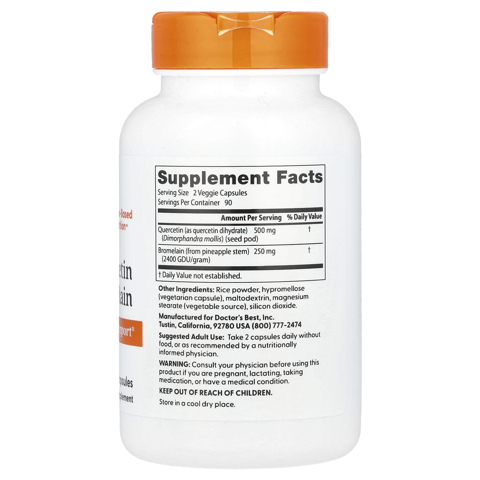 Doctor's Best, Quercetin Bromelain-(180 Veggie Capsules) - Image 2