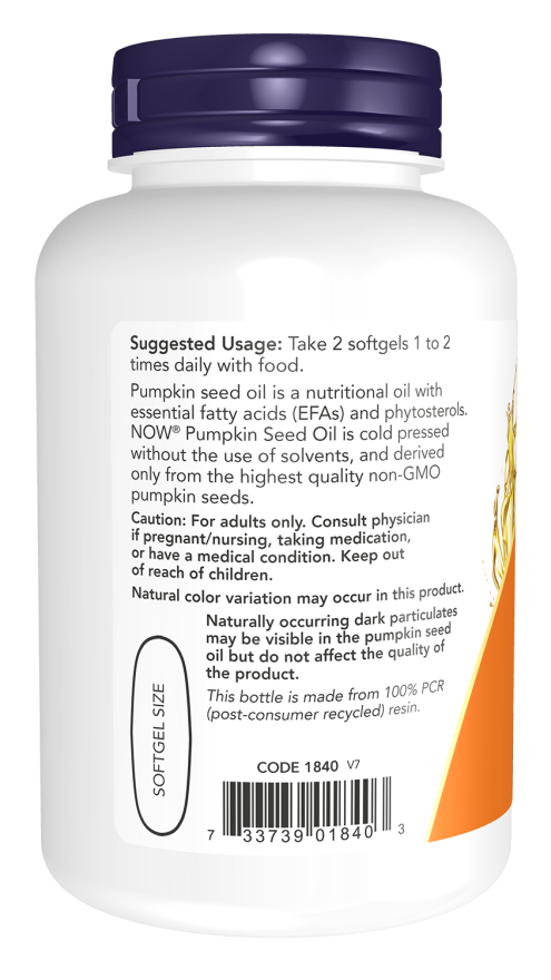 NOW Foods Pumpkin Seed Oil 1000 mg – (100 Softgels) - Image 3