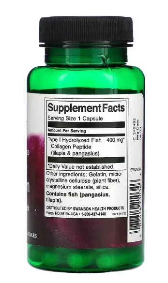 Swanson Marine Collagen 400 mg-(60 Capsules) - Image 2