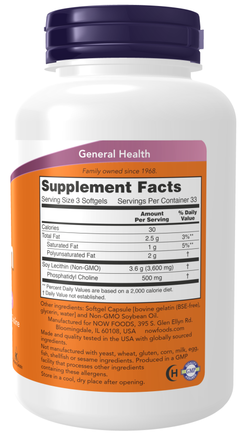 NOW Foods Lecithin 1200 mg-(100 Softgels) - Image 2