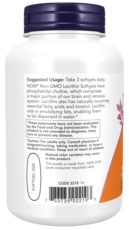 NOW Foods Lecithin 1200 mg-(100 Softgels) - Image 3