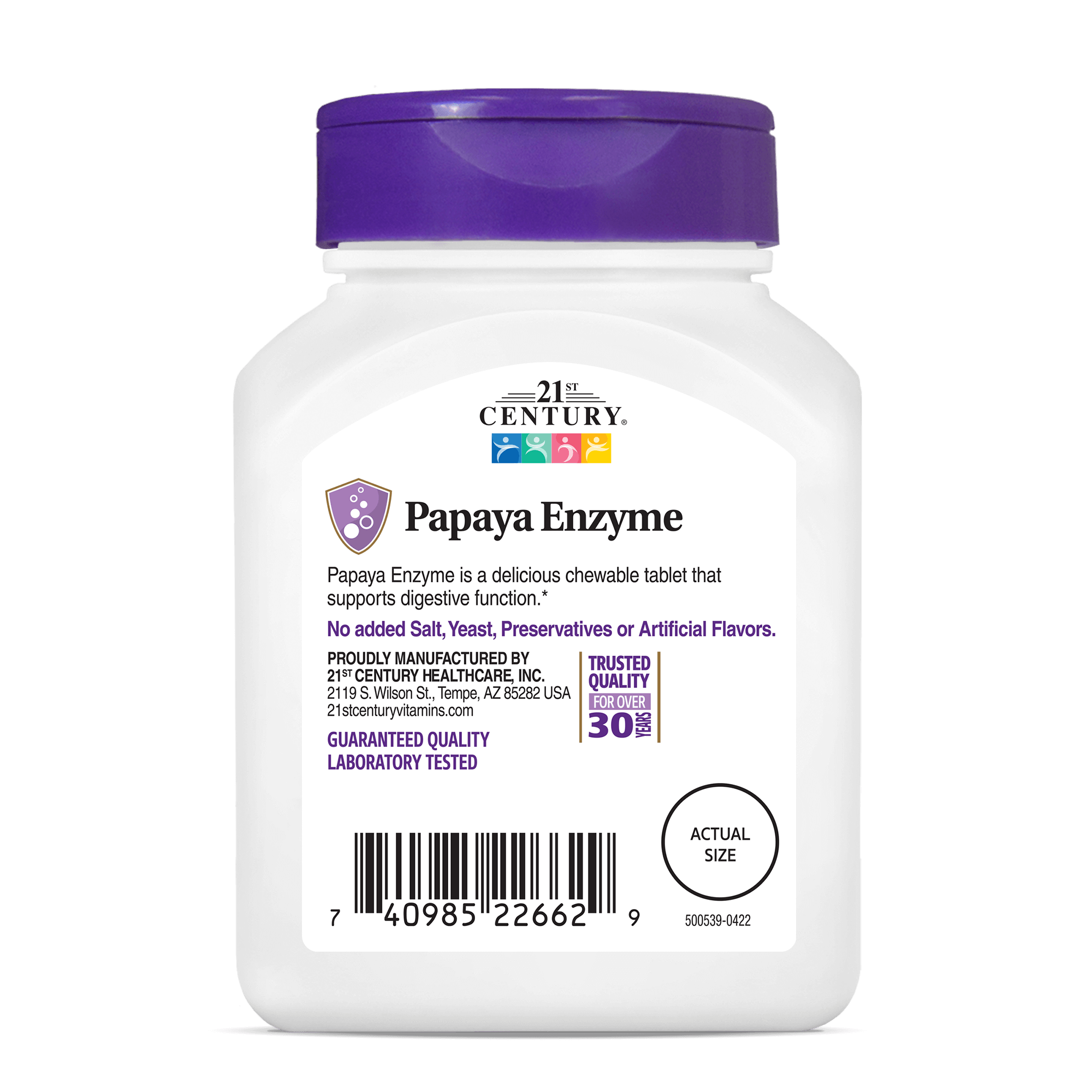 21st Century Papaya Enzyme Chewable -(100 Tablets) - Image 4