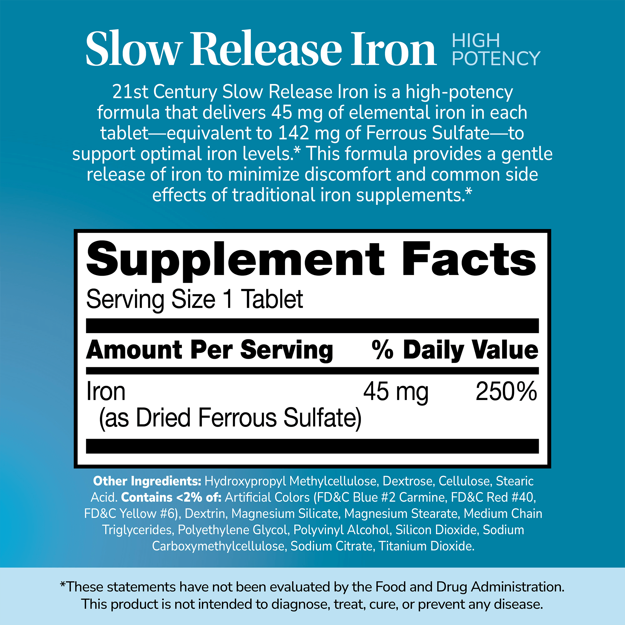 21st Century Slow Release Iron-(60 Tablets) - Image 2