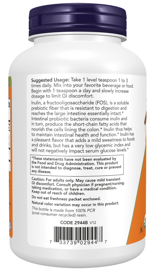 NOW Foods Organic Inulin Prebiotic Pure Powder 8 oz (227g) - Image 3