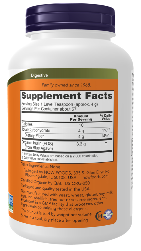 NOW Foods Organic Inulin Prebiotic Pure Powder 8 oz (227g) - Image 2