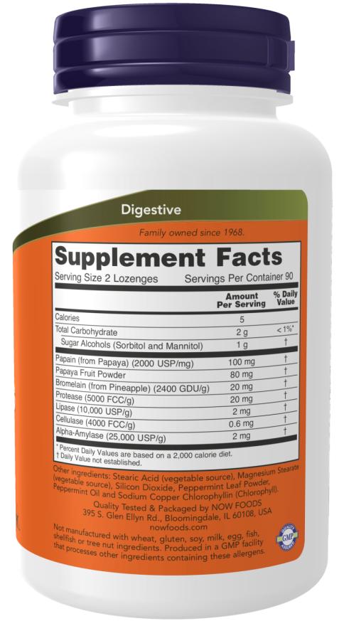NOW Foods Papaya Enzyme – (180 Lozenges) - Image 2