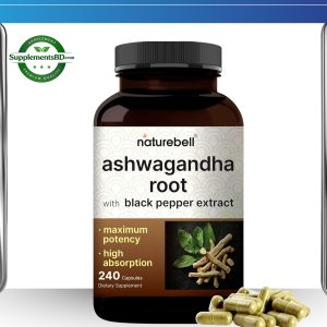 NatureBell Ashwagandha with Black Pepper Extract-(240 Capsules)