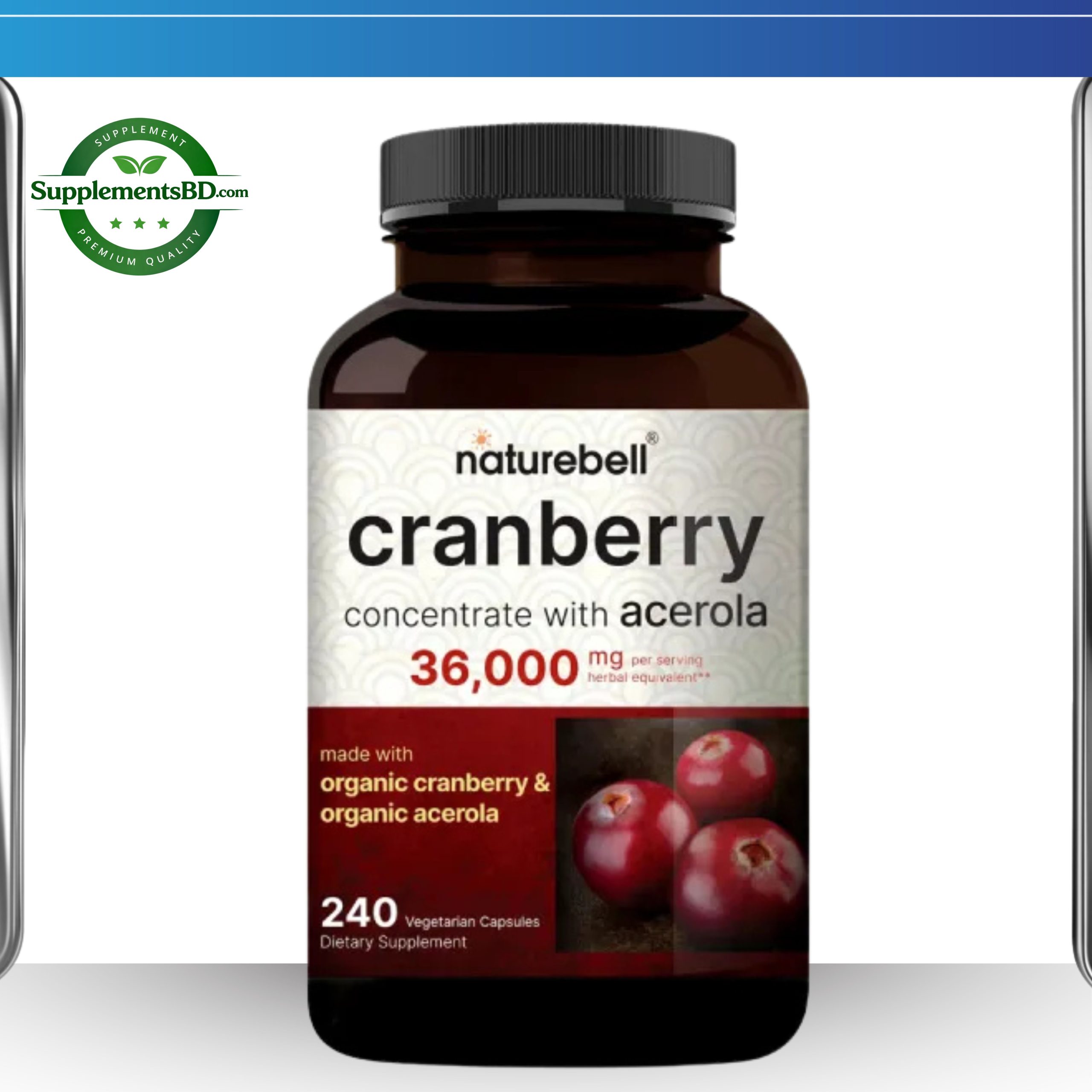 NatureBell Cranberry Pills 36,000mg With Acerola – (240 Veggie Capsules)