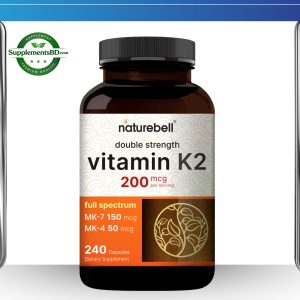 NatureBell Vitamin K2 with Full Spectrum MK-7 & MK-4 200 mcg – (240 Capsules)