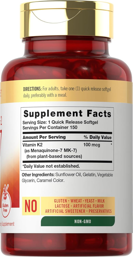 Carlyle Vitamin K2 MK-7 (100 mcg) – (150 softgels) - Image 2