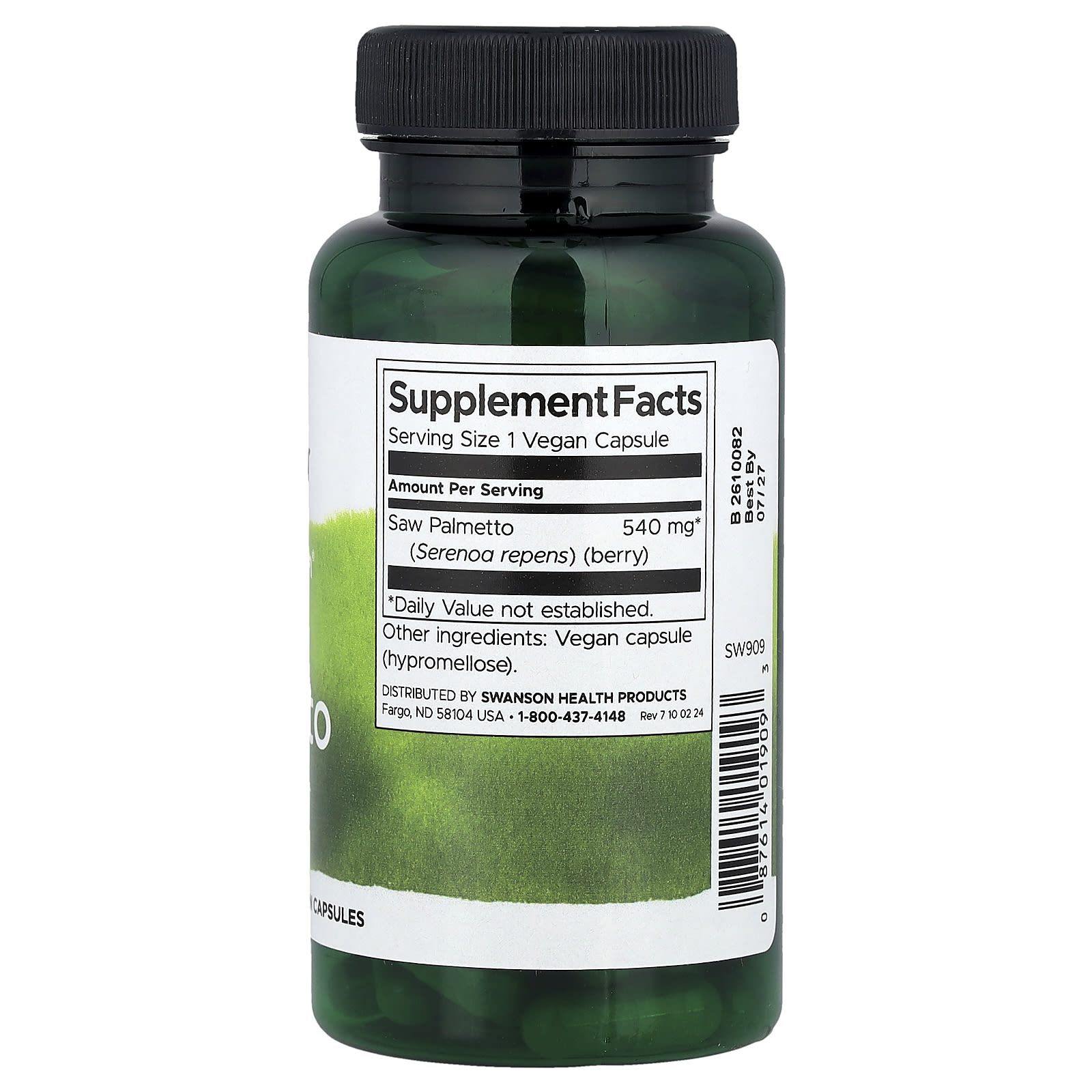 Swanson Full Spectrum® Saw Palmetto 540 mg-(100 Vegan Capsules) - Image 2