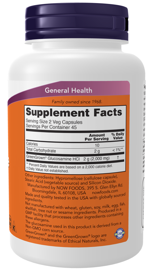NOW Foods Vegetarian Glucosamine 1000-(90 Veg Capsules) - Image 2
