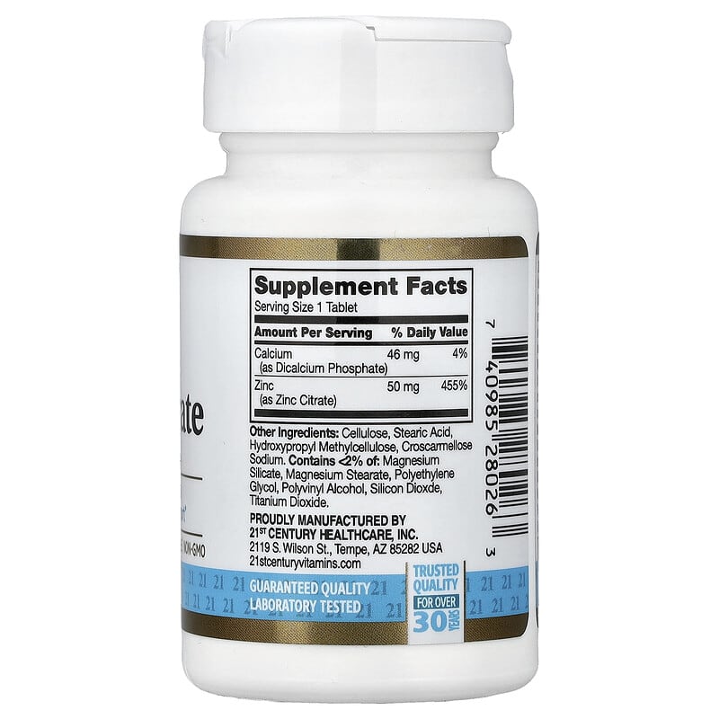 21st Century Zinc Citrate Tablets50mg -(60 tablet) - Image 2