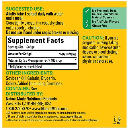 Nature Made Vitamin K2 100 mcg-(30 Softgels) - Image 2