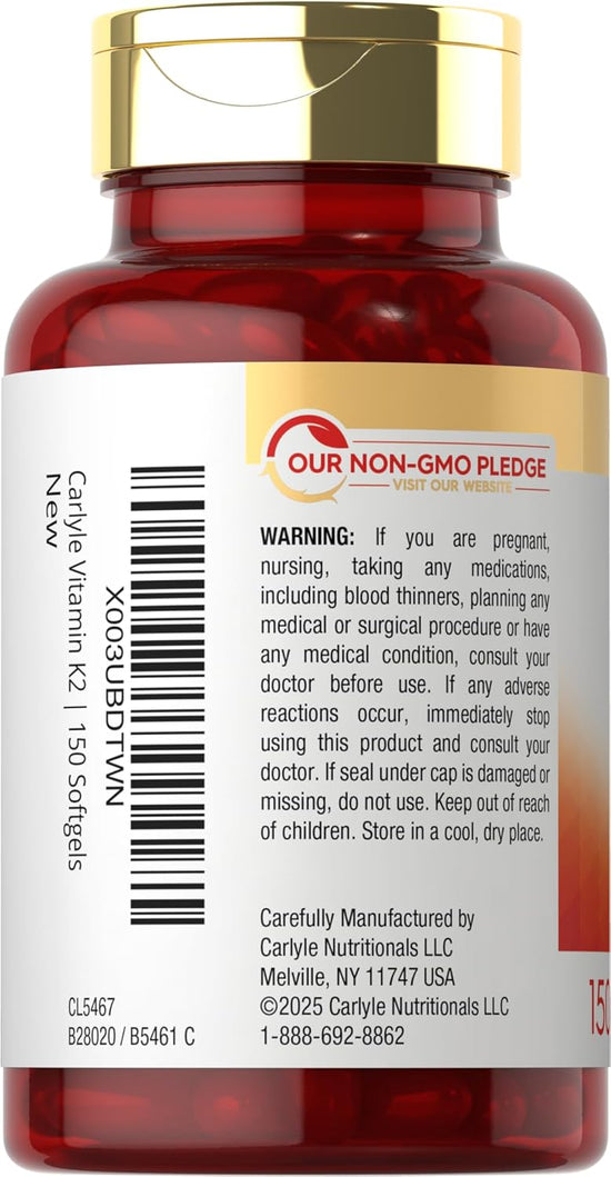 Carlyle Vitamin K2 MK-7 (100 mcg) – (150 softgels) - Image 3