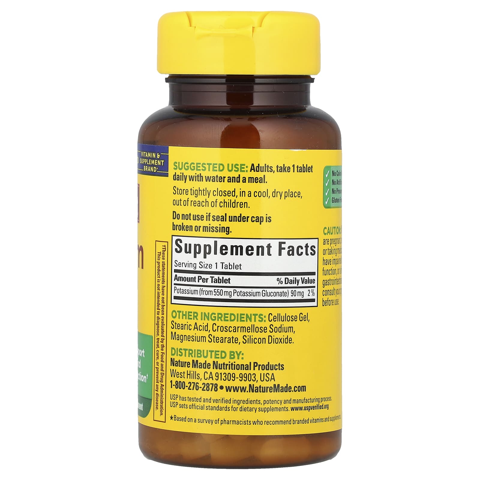 Nature Made Potassium Gluconate 90mg -(100 Tablets) - Image 2