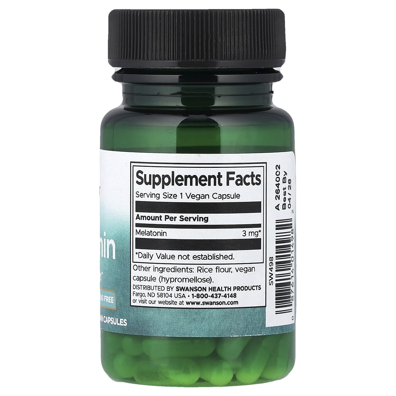 Swanson Melatonin 3mg-(60 Capsules) - Image 2