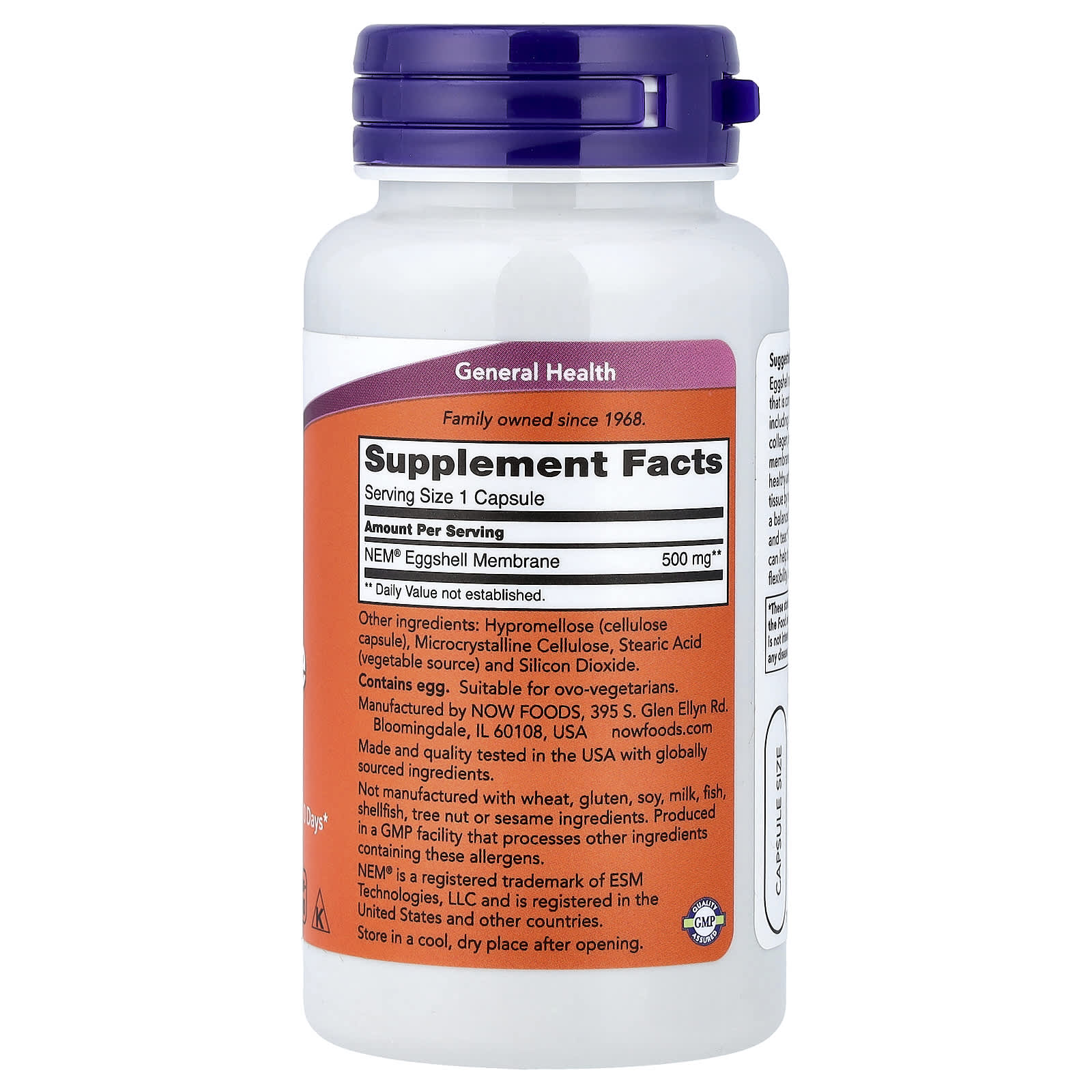 NOW Foods, Eggshell Membrane, 500 mg-(60 Capsules) - Image 2