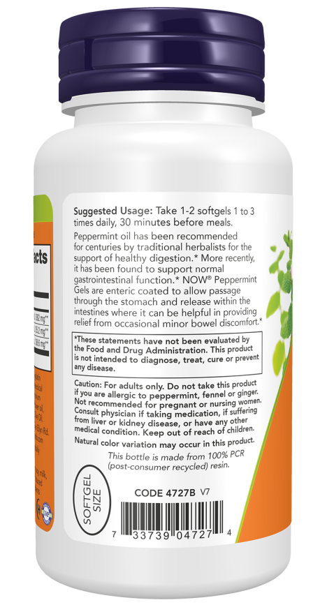 NOW Foods Peppermint Gels With Ginger & Fennel Oils-(90 Softgels) - Image 3