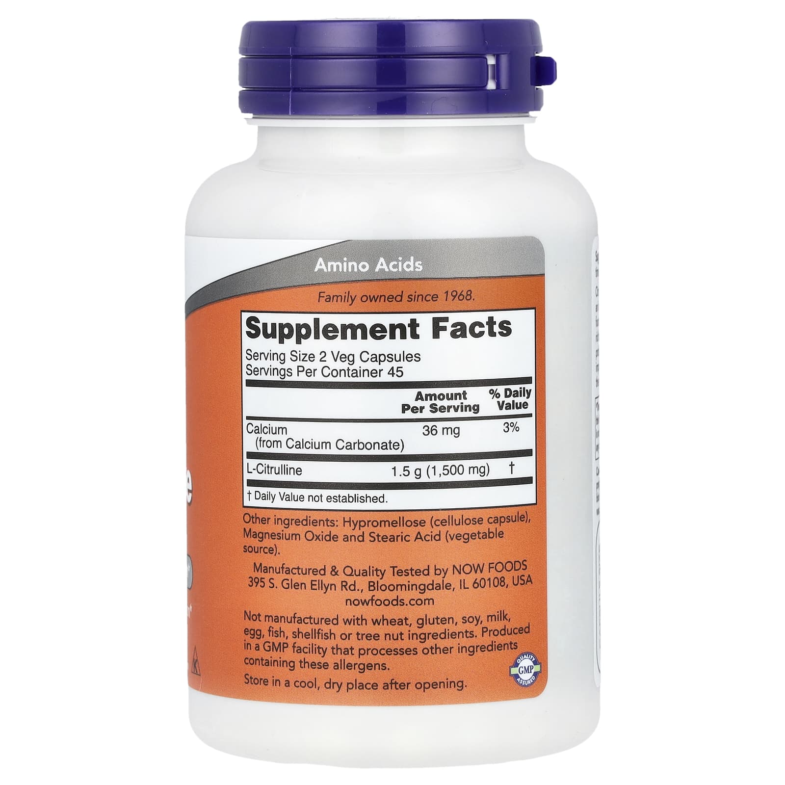 NOW Foods L-Citrulline750mg-(90 Veg Capsules) - Image 2