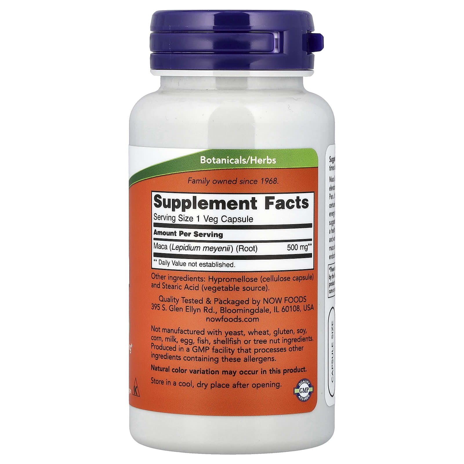 NOW Foods Maca 500mg -(100 Veg Capsules) - Image 2