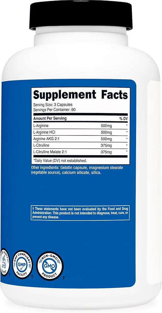 Nutricost Nitric Oxide Booster 2250mg – (180 Capsules) - Image 3