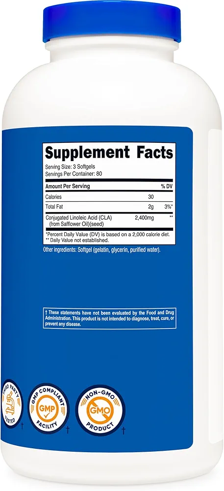 Nutricost CLA (Conjugated Linoleic Acid) 2,400mg-(240 Softgels) - Image 3