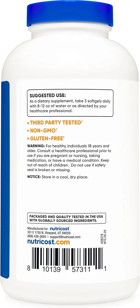 Nutricost CLA (Conjugated Linoleic Acid) 2,400mg-(240 Softgels) - Image 2