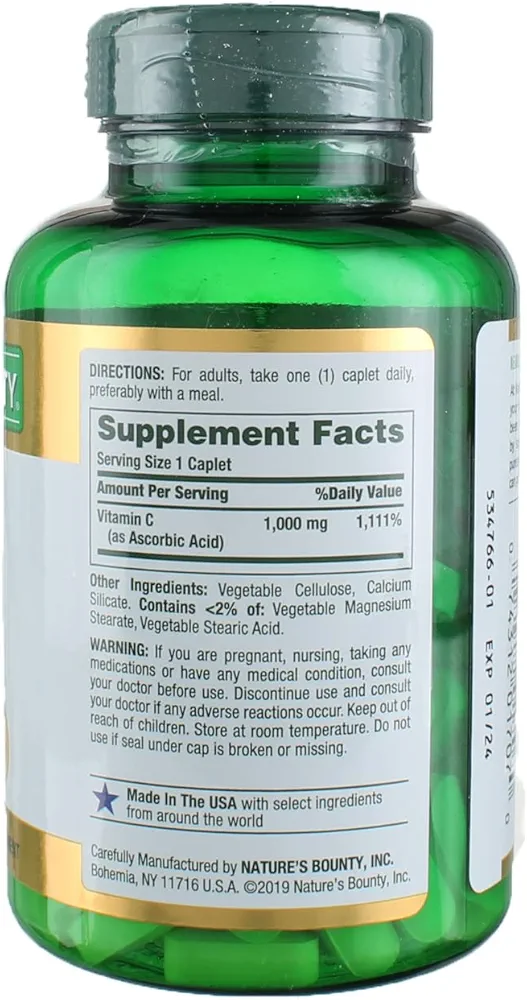 Nature's Bounty Vitamin C 1000mg -(100 Caplets) - Image 2
