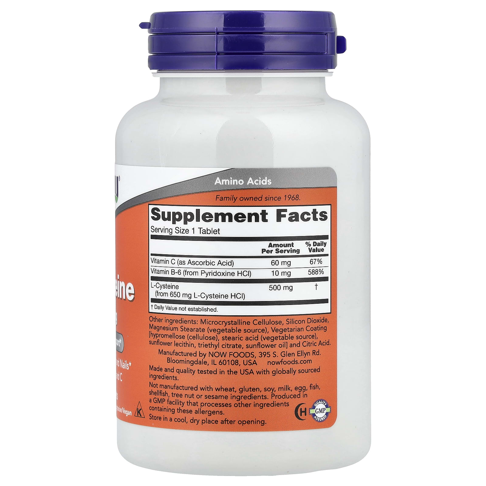 NOW Foods – L-Cysteine 500mg-(100 Tablets) - Image 2