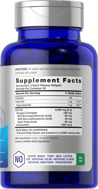 Krill Oil 2000mg per serving ( 60 Softgels) - Image 2
