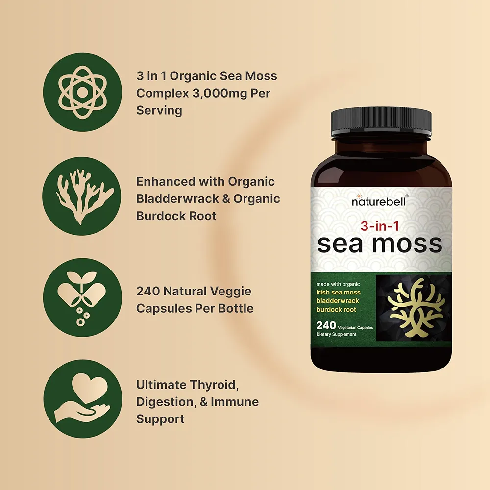 NatureBell 3-in-1 Sea Moss 3,000mg – (240 Capsules) - Image 3