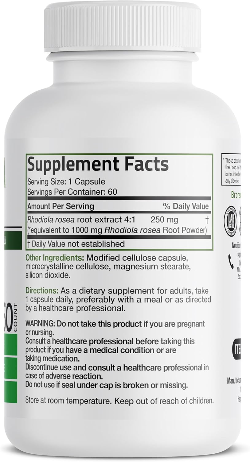 Bronson Rhodiola Rosea – (60 veg.capsules) - Image 2