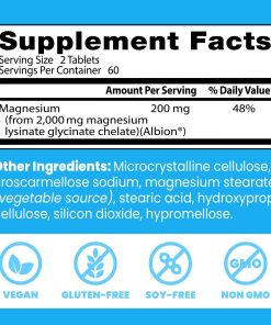 Doctor’s Best Magnesium Lysinate Glycinate 200 mg – (120 tablets) - Image 3