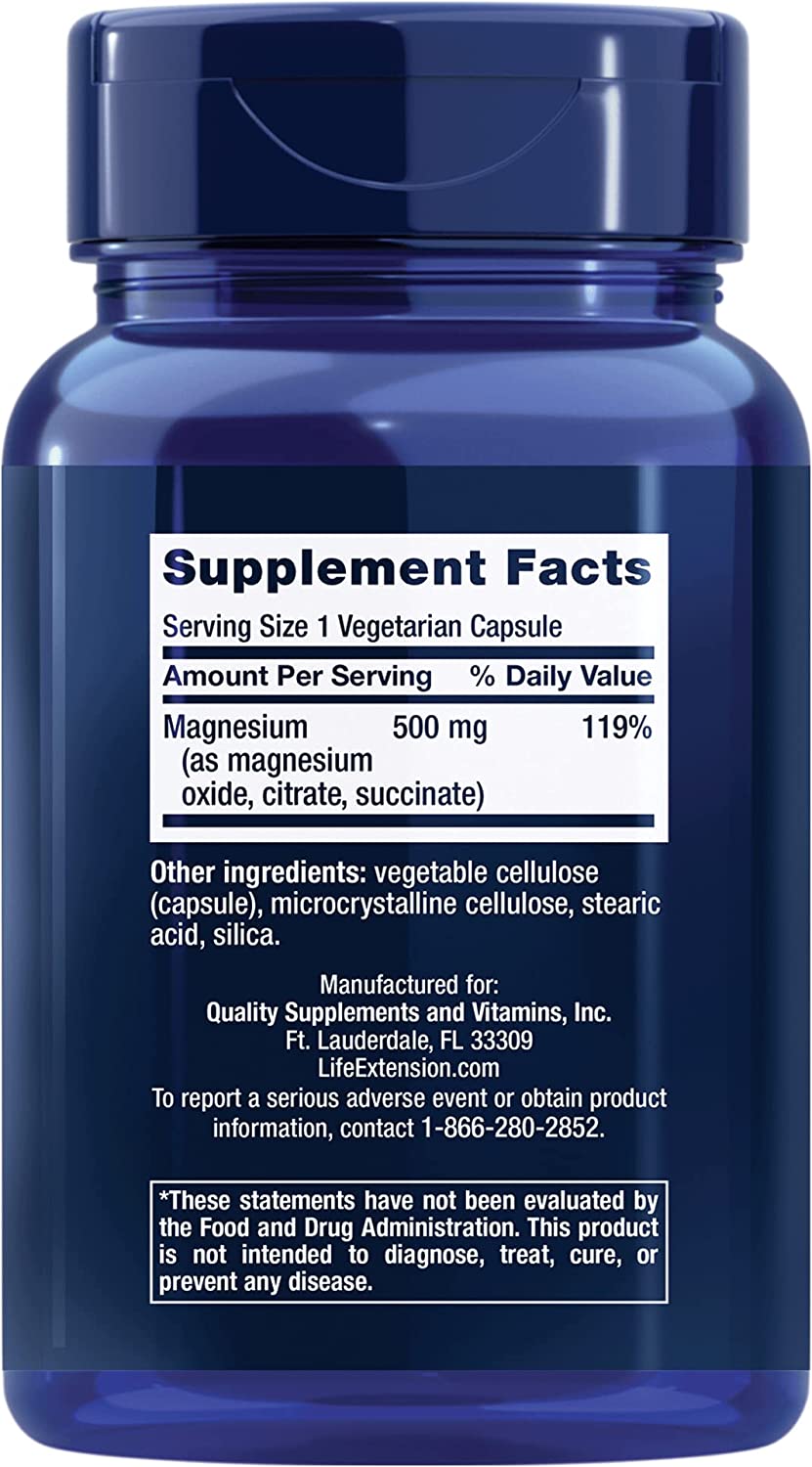 Life Extension Magnesium Caps (500 mg) – (100 Veg.Capsules) - Image 2