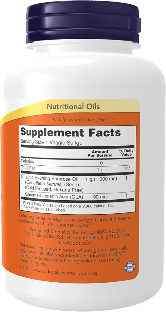 NOW Foods Evening Primrose Oil 1000 mg (90 Veg Softgels) - Image 2