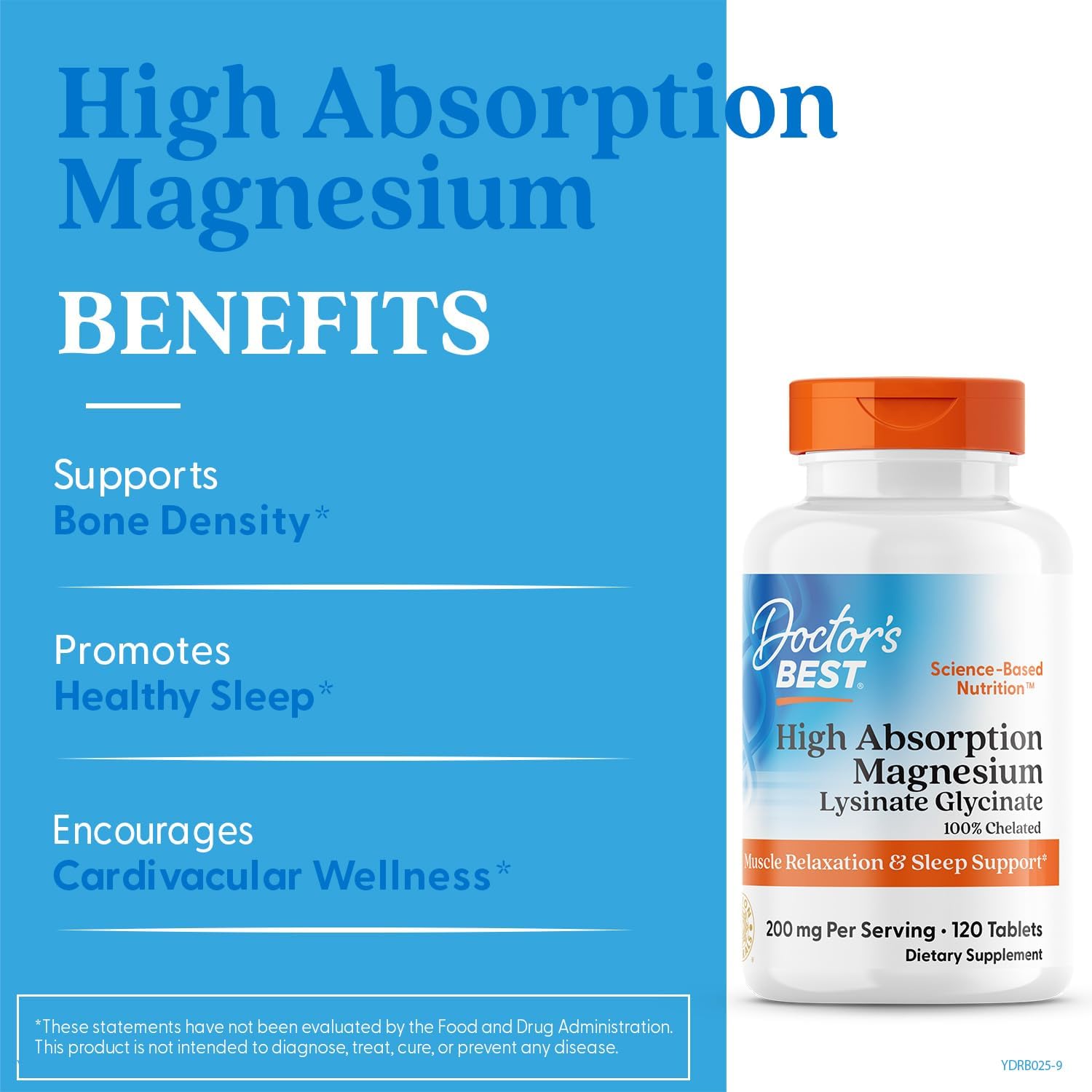 Doctor’s Best Magnesium Lysinate Glycinate 200 mg – (120 tablets) - Image 2