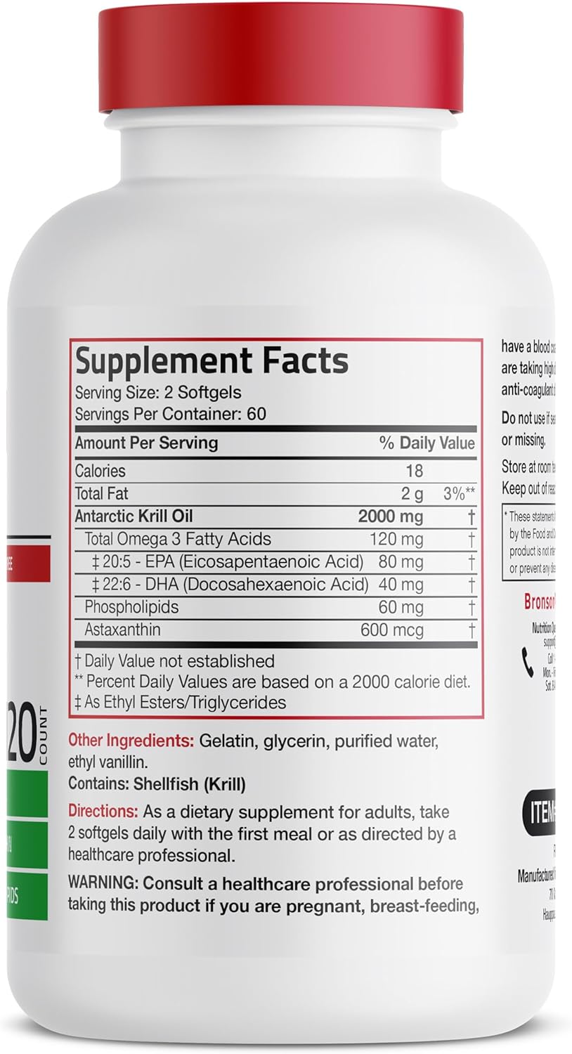 Bronson Antarctic Krill Oil (2,000 mg) – 120 Softgels - Image 2