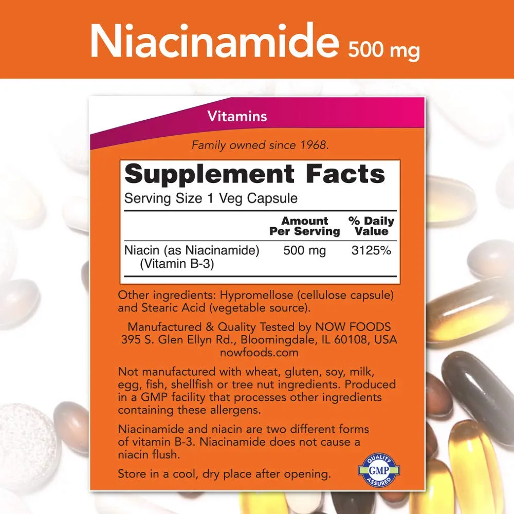 NOW Foods Niacinamide 500mg-(100 Capsules) - Image 2