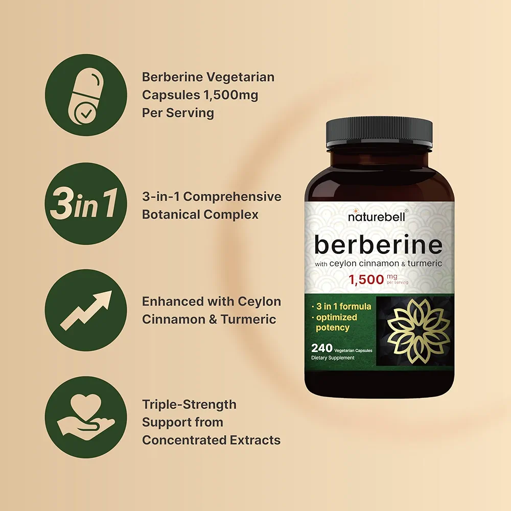 NatureBell Berberine Supplement 1,500mg – (240 Veggie Capsules) - Image 3