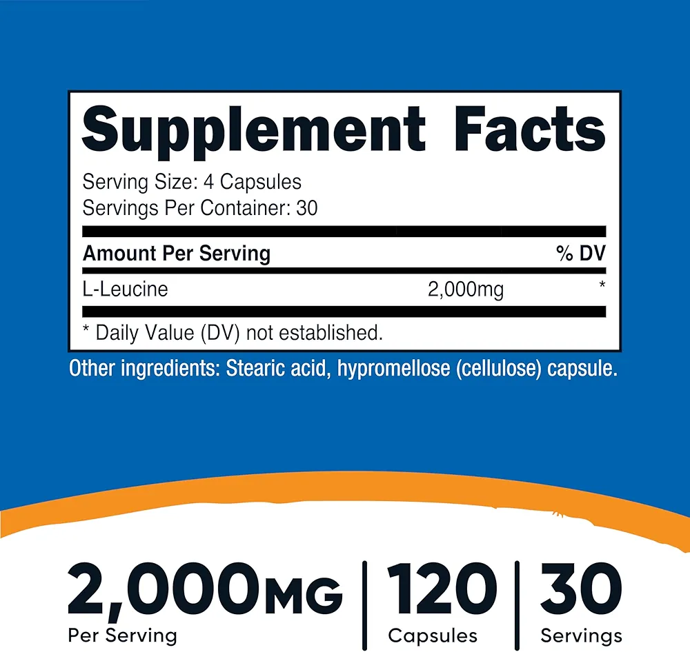 Nutricost L-Leucine 2,000mg – (120 Capsules) - Image 2